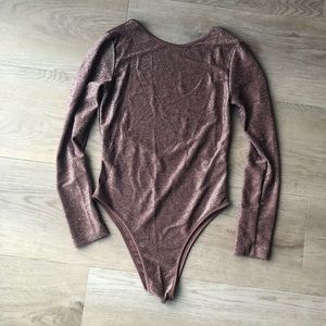 Shein shimmer backless bodysuit xs and s